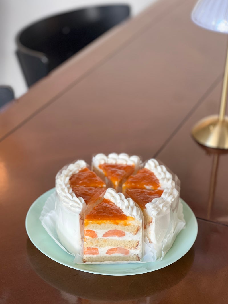 신비복숭아 쌀케이크 단면